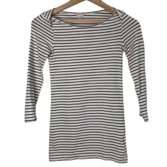 Aritzia Babaton Stripe T-shirt Top 3/4 Length sleeve Stretch Cotton Size XS - Picture 2 of 16